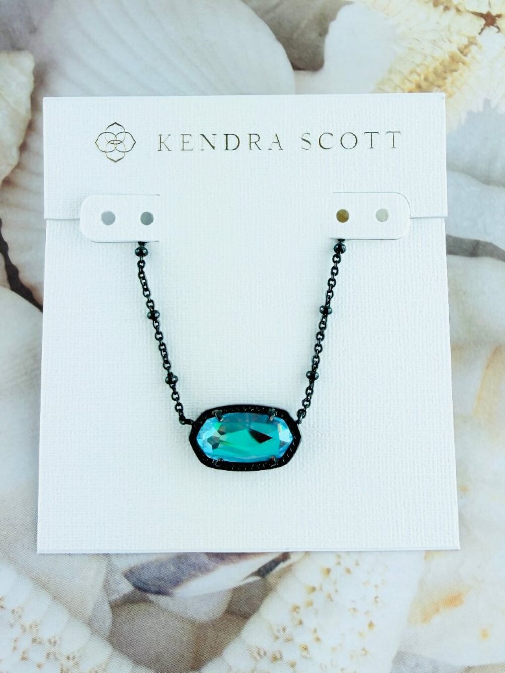 Kendra Scott Elisa satellite dichroic gunmetal necklace